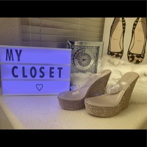 Nude Rhinestone wedges